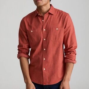 UNTUCKit flannel Hemsworth Orange Herringbone Shirt Mens XL Regular Fit Cotton